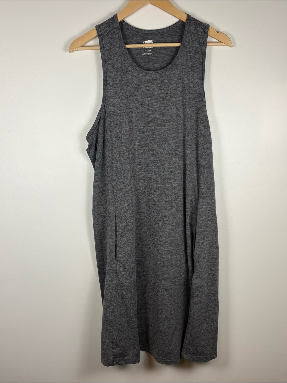 Roots Canada Women’s Dark Heather Grey Racerback Dress Pockets Stretch Size 2XL